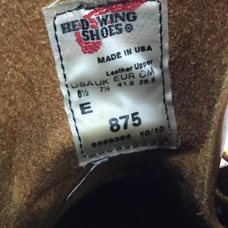 レッドウィング RED WING ブーツ ショートブーツ 875 6インチ クラシックモック 8.5E US：8.5 ロゴ、文字 キャメル / キャメル / メンズ USED 古着 中古 10158832