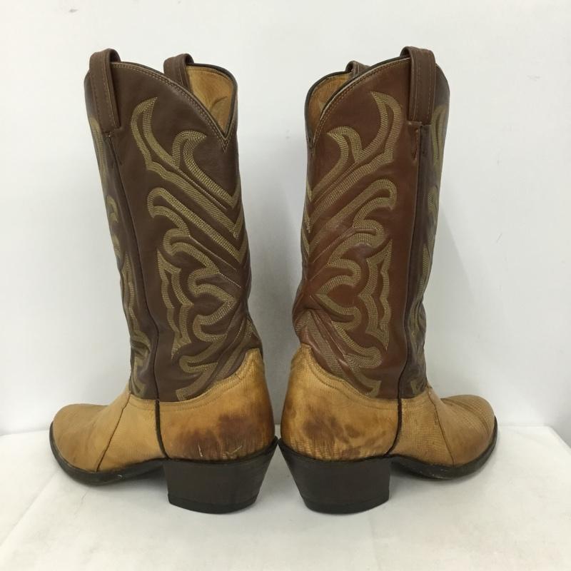 トニーラマ Tony Lama ブーツ ウエスタンブーツ 8.5D US：8.5 刺繍 茶 / ブラウン / brown X ベージュ / ベージュ / beige メンズ USED 古着 中古 10158844