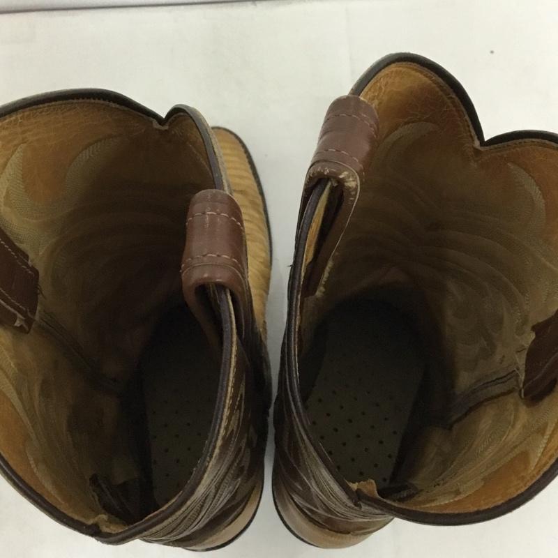 トニーラマ Tony Lama ブーツ ウエスタンブーツ 8.5D US：8.5 刺繍 茶 / ブラウン / brown X ベージュ / ベージュ / beige メンズ USED 古着 中古 10158844