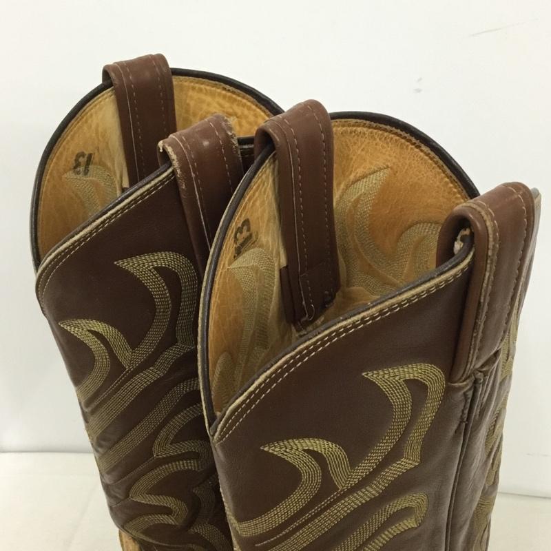 トニーラマ Tony Lama ブーツ ウエスタンブーツ 8.5D US：8.5 刺繍 茶 / ブラウン / brown X ベージュ / ベージュ / beige メンズ USED 古着 中古 10158844