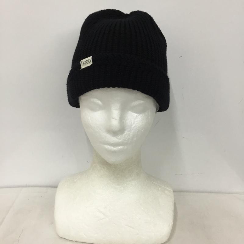 ホーボー hobo 帽子 ニット帽 ビーニー ロゴ、文字 黒 / ブラック / black メンズ USED 古着 中古 10158854