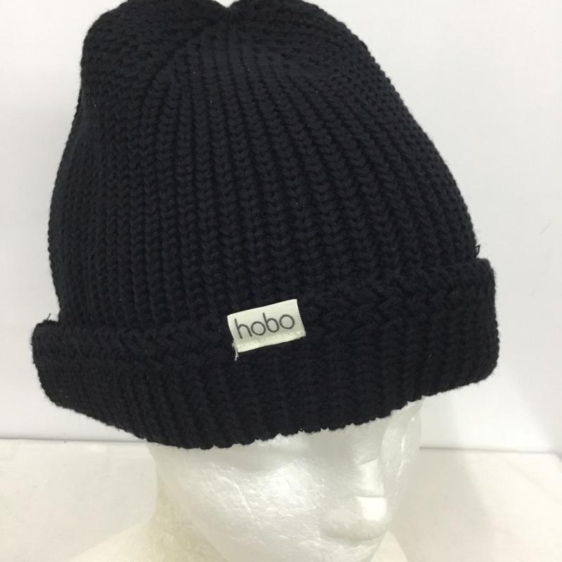 ホーボー hobo 帽子 ニット帽 ビーニー ロゴ、文字 黒 / ブラック / black メンズ USED 古着 中古 10158854
