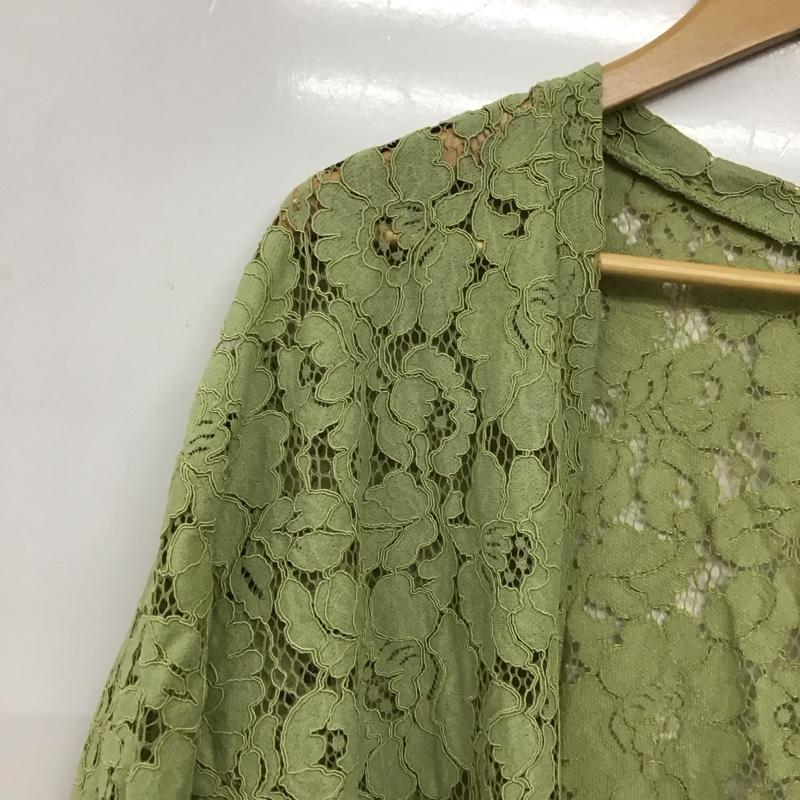 アズールバイマウジー AZUL BY MOUSSY カーディガン 七分袖 250ESC80-569E SCALLOP LACE LONG GOWN タグ付 FREE 無地 薄緑 / ライトグリーン / レディース USED 古着 中古 10158887