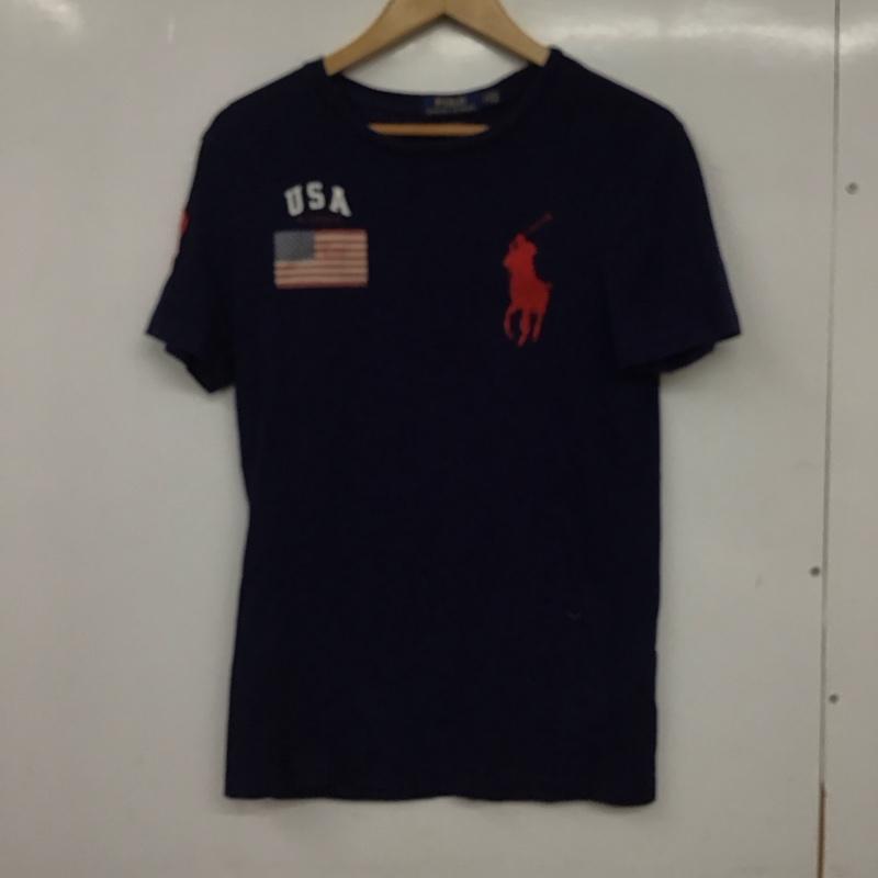 ポロラルフローレン POLO RALPH LAUREN Tシャツ 半袖 半袖カットソー プリントTシャツ クルーネックカットソー S ロゴ、文字 紺 / ネイビー / navy メンズ USED 古着 中古 10158892