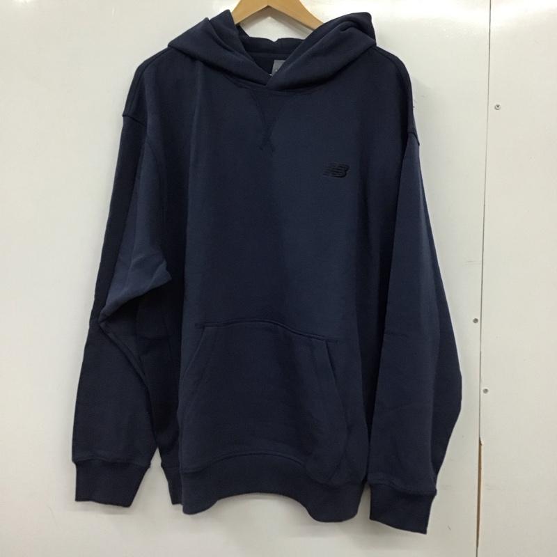 ニューバランス New Balance パーカー 長袖 長袖パーカー プルオーバーパーカー スウェット L ロゴ、文字 紺 / ネイビー / navy メンズ USED 古着 中古 10158905