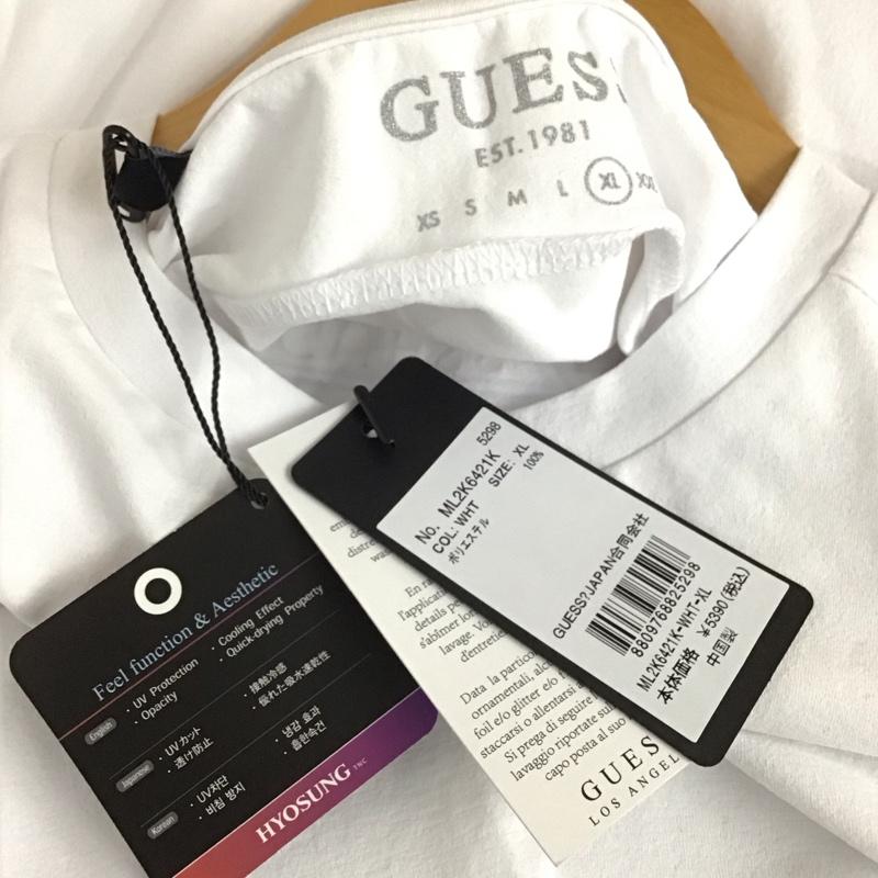 ゲス Guess Tシャツ 半袖 半袖カットソー プリントTシャツ クルーネックカットソー XL ロゴ、文字 白 / ホワイト / white メンズ USED 古着 中古 10158911