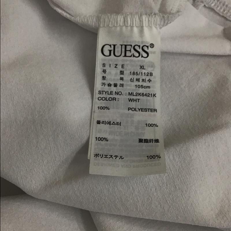 ゲス Guess Tシャツ 半袖 半袖カットソー プリントTシャツ クルーネックカットソー XL ロゴ、文字 白 / ホワイト / white メンズ USED 古着 中古 10158911