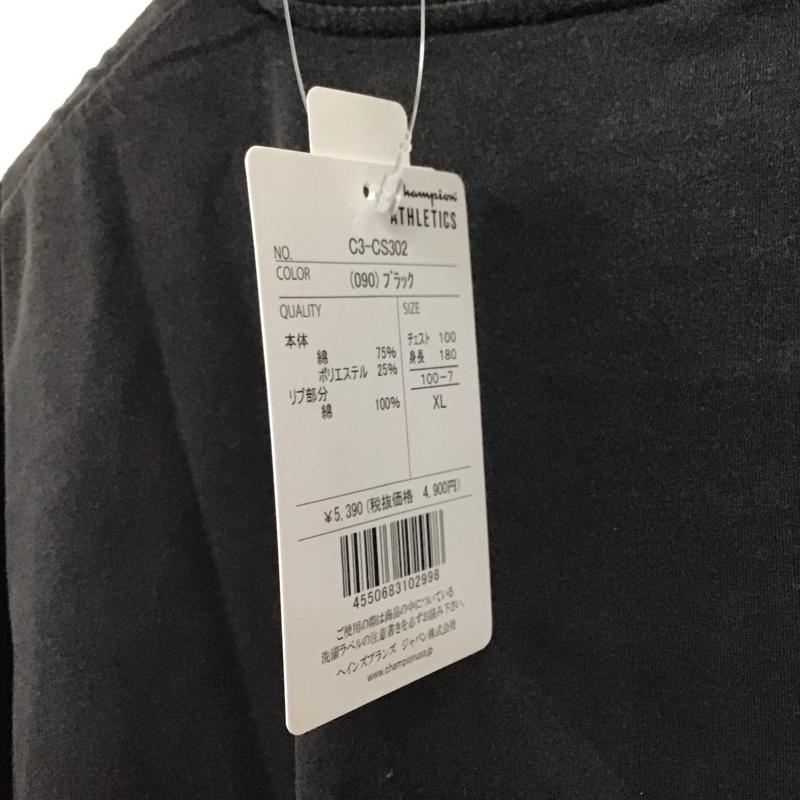チャンピオン Campion Tシャツ 半袖 半袖カットソー プリントTシャツ クルーネックカットソー XL ロゴ、文字 黒 / ブラック / black メンズ USED 古着 中古 10158920