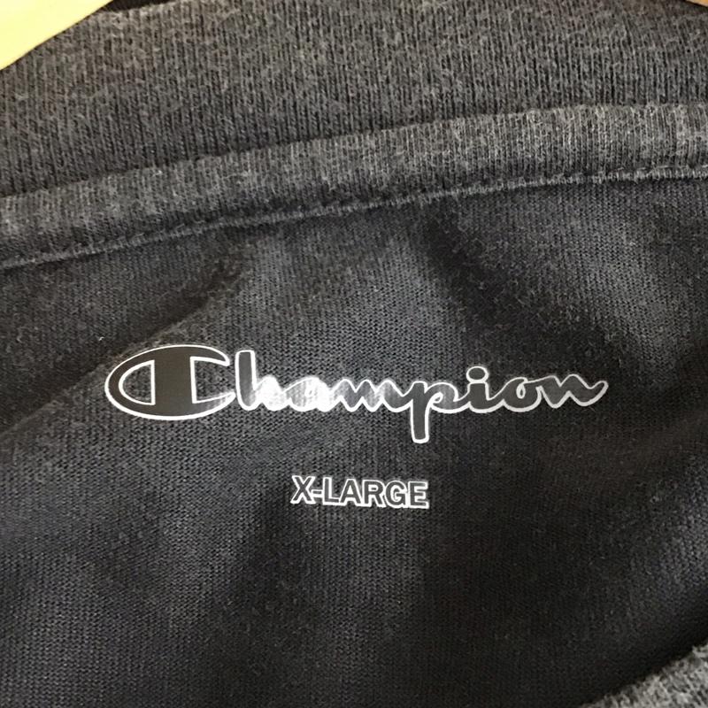 チャンピオン Campion Tシャツ 半袖 半袖カットソー プリントTシャツ クルーネックカットソー XL ロゴ、文字 黒 / ブラック / black メンズ USED 古着 中古 10158920