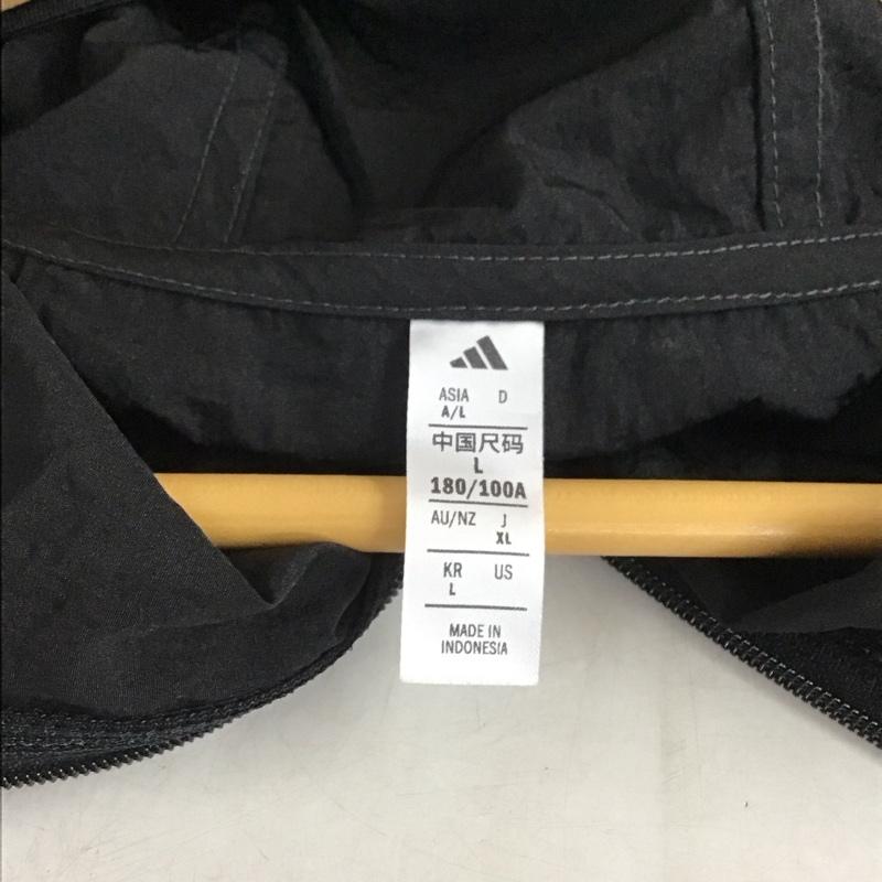 アディダス adidas ジャケット、上着 ジャンパー、ブルゾン ジップアップナイロンジャケット アウター XL ロゴ、文字 黒 / ブラック / black メンズ USED 古着 中古 10158934