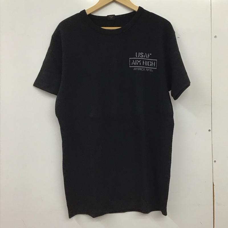 アヴィレックス AVIREX Tシャツ 半袖 半袖カットソー プリントTシャツ クルーネックカットソー XL ロゴ、文字 ダークグレー / ダークグレー / メンズ USED 古着 中古 10158935