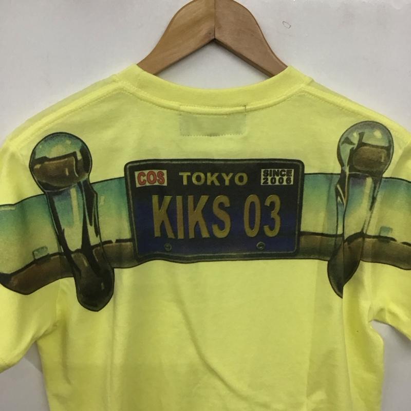 キックスティーワイオー KIKS TYO Tシャツ 半袖 半袖カットソー プリントTシャツ クルーネックカットソー S ロゴ、文字 黄 / イエロー / yellow メンズ USED 古着 中古 10158941