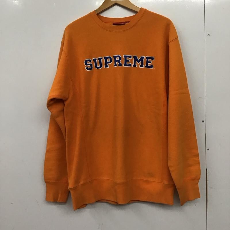 シュプリーム Supreme トレーナー 長袖 長袖トレーナー スウェット クルーネック プルオーバー L ロゴ、文字 橙 / オレンジ / orange メンズ USED 古着 中古 10158978