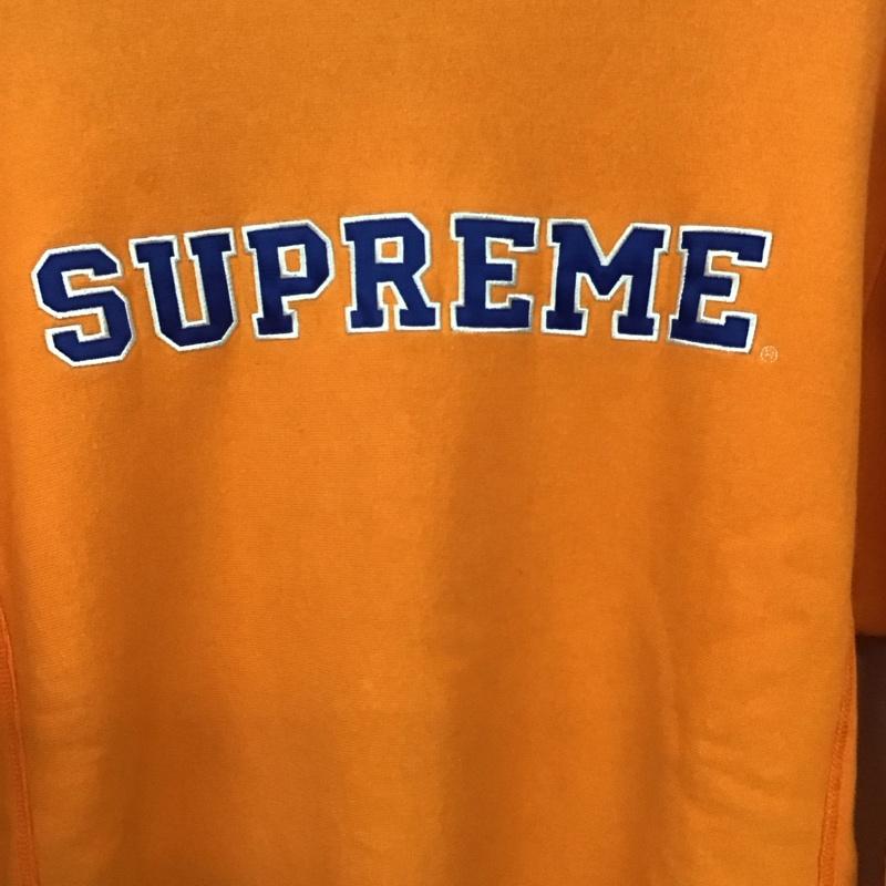 シュプリーム Supreme トレーナー 長袖 長袖トレーナー スウェット クルーネック プルオーバー L ロゴ、文字 橙 / オレンジ / orange メンズ USED 古着 中古 10158978