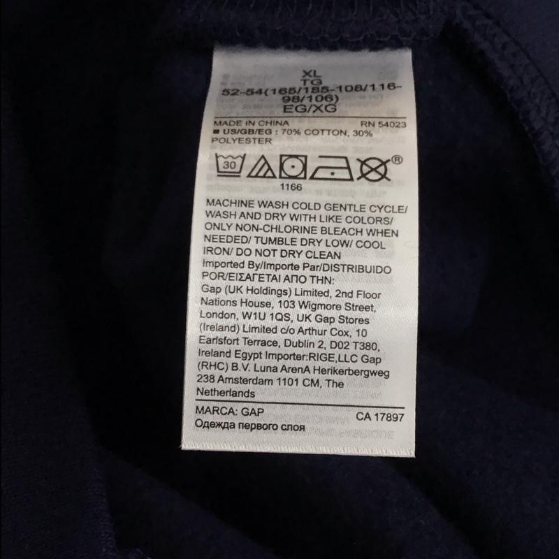 ギャップ GAP パーカー 長袖 長袖パーカー プルオーバーパーカー スウェット XL 無地 紺 / ネイビー / navy メンズ USED 古着 中古 10158980