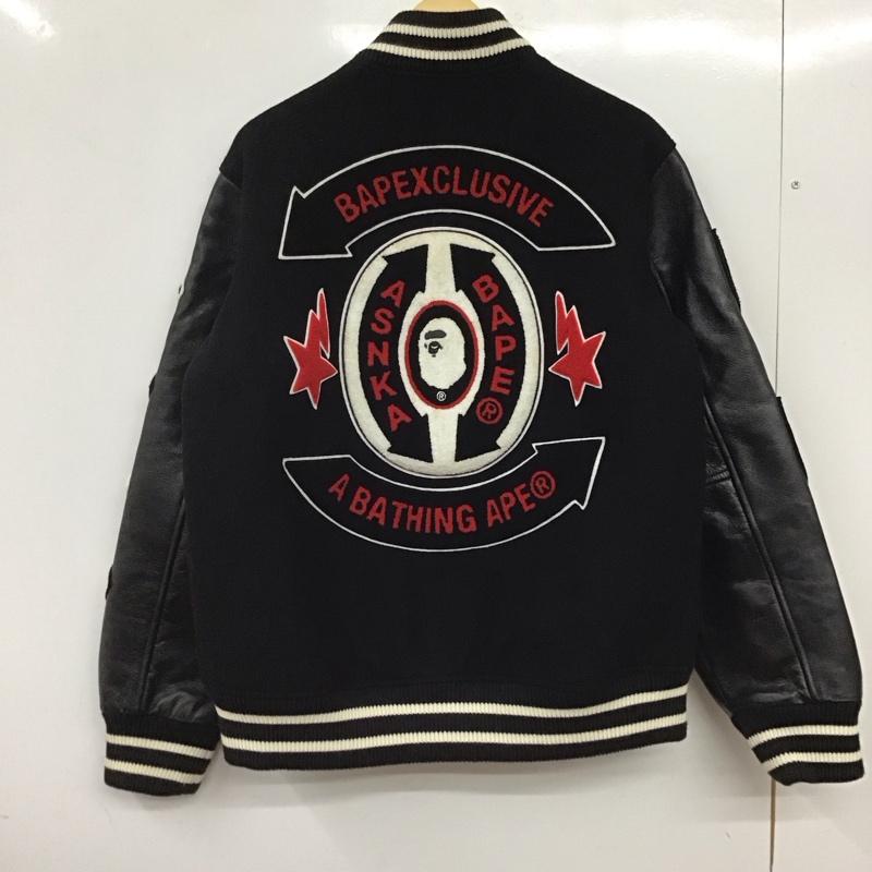 ベイプ BAPE ジャケット、上着 ジャンパー、ブルゾン スタジャン アウター 前ボタン M ロゴ、文字 黒 / ブラック / black メンズ USED 古着 中古 10158984