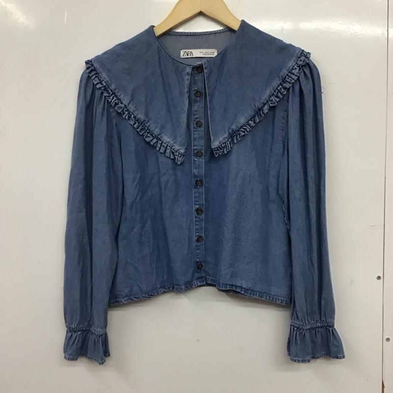 ザラ ZARA シャツ、ブラウス 長袖 S 無地 水色 / ライトブルー / レディース USED 古着 中古 10159040