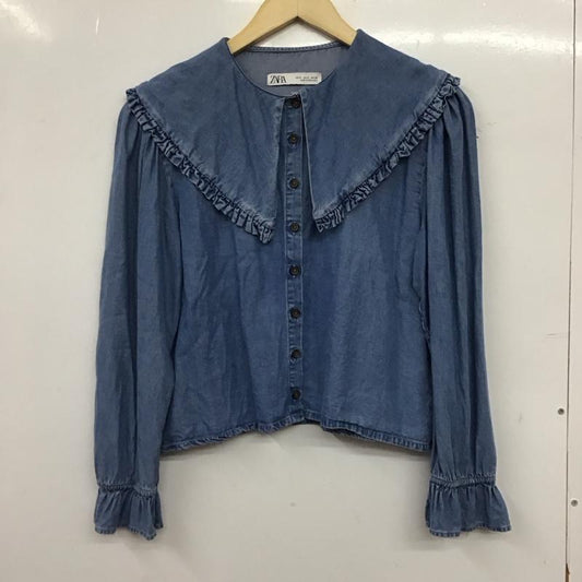 ザラ ZARA シャツ、ブラウス 長袖 S 無地 水色 / ライトブルー / レディース USED 古着 中古 10159040
