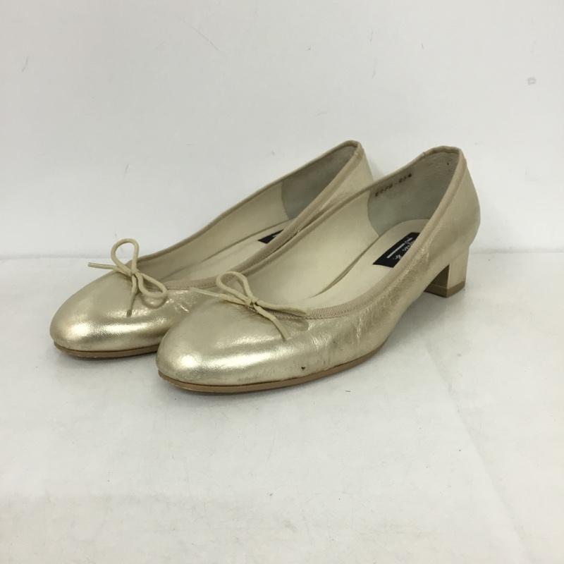 アニエス・ベー agnes b. パンプス パンプス リボンモチーフ ラウンドトゥ 23.5 23.5cm 無地 金 / ゴールド / gold color レディース USED 古着 中古 10159049