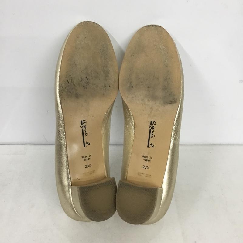 アニエス・ベー agnes b. パンプス パンプス リボンモチーフ ラウンドトゥ 23.5 23.5cm 無地 金 / ゴールド / gold color レディース USED 古着 中古 10159049