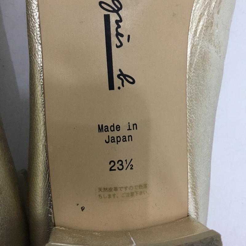 アニエス・ベー agnes b. パンプス パンプス リボンモチーフ ラウンドトゥ 23.5 23.5cm 無地 金 / ゴールド / gold color レディース USED 古着 中古 10159049