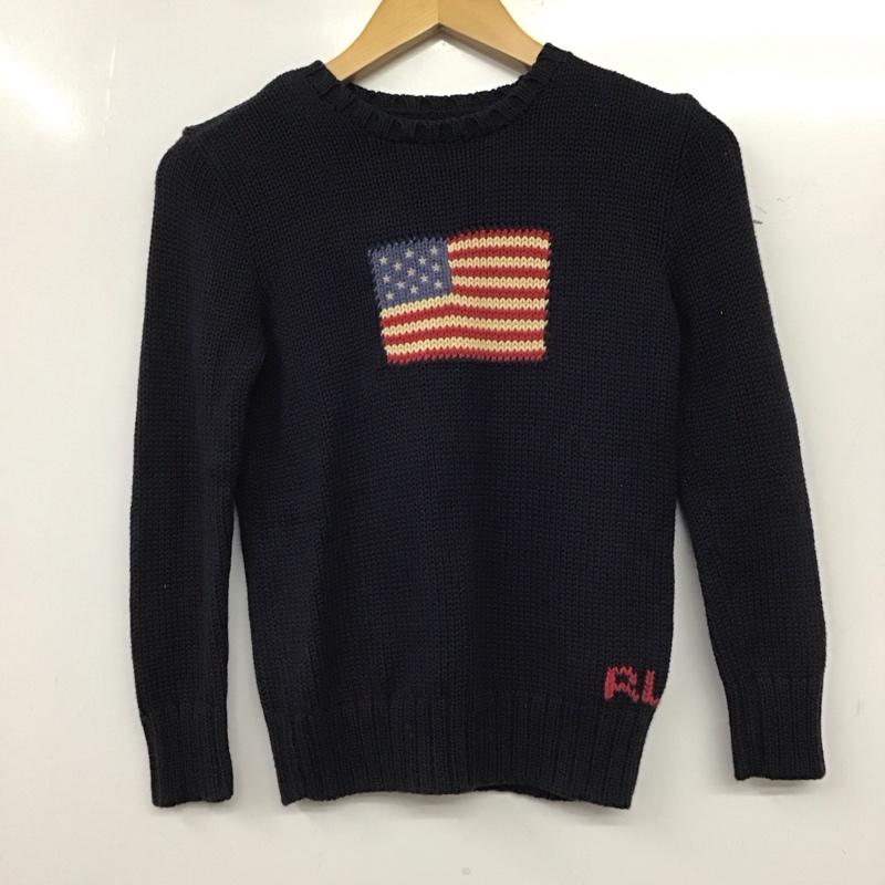 ポロラルフローレン POLO RALPH LAUREN ニット、セーター 長袖 7 無地 紺 / ネイビー / navy ボーイズ USED 古着 中古 10159053
