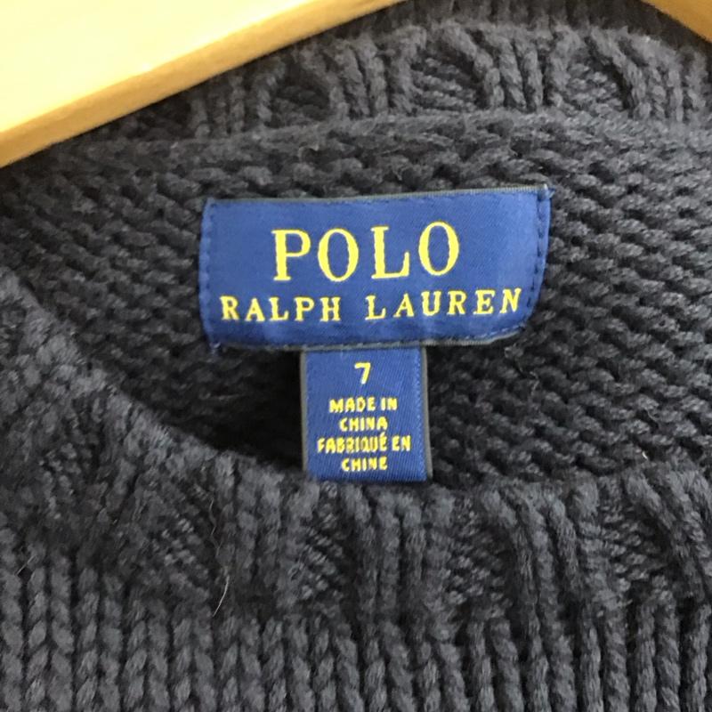 ポロラルフローレン POLO RALPH LAUREN ニット、セーター 長袖 7 無地 紺 / ネイビー / navy ボーイズ USED 古着 中古 10159053