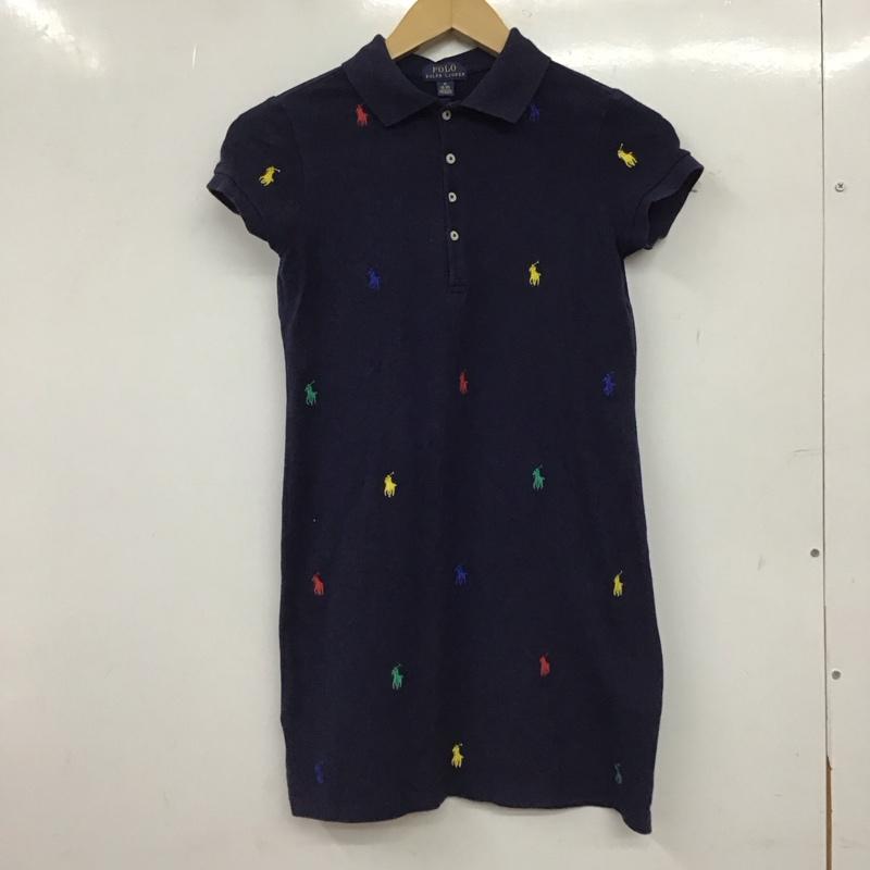 ポロラルフローレン POLO RALPH LAUREN ワンピース ひざ丈スカート M ロゴ、文字 紺 / ネイビー / navy ガールズ USED 古着 中古 10159058