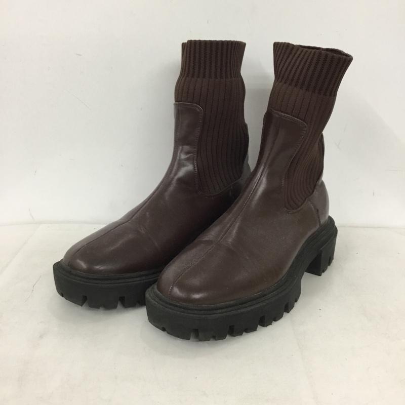 カスタネ Kastane ブーツ 一般 ソックスブーツ サイドゴアソックスブーツ 38 無地 茶 / ブラウン / brown レディース USED 古着 中古 10159065