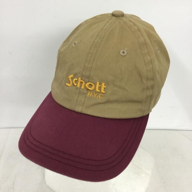 ショット schott 帽子 キャップ SC017 バイカラー ロゴ、文字 ベージュ / ベージュ / beige X 紫 / パープル / purple メンズ USED 古着 中古 10159084