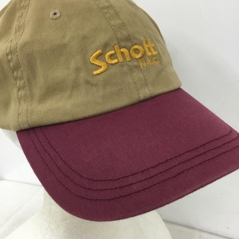ショット schott 帽子 キャップ SC017 バイカラー ロゴ、文字 ベージュ / ベージュ / beige X 紫 / パープル / purple メンズ USED 古着 中古 10159084
