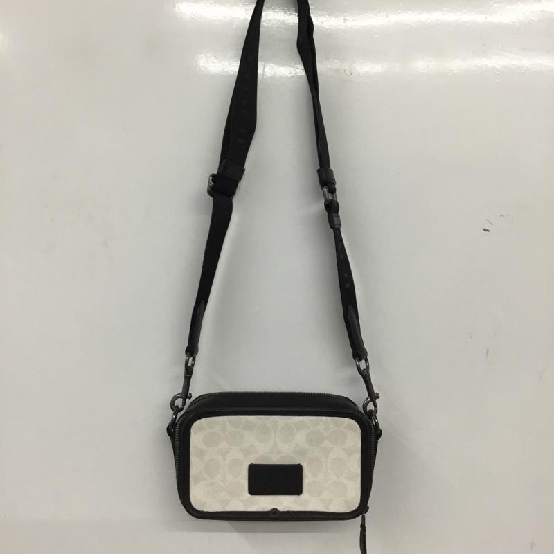 コーチ COACH ショルダーバッグ ショルダーバッグ CW365 ワイアット クロスボディバッグ シグネチャー キャンバス ロゴ、文字 黒 / ブラック / black X オフホワイト / オフホワイト / メンズ USED 古着 中古 10159092