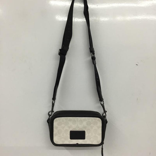 コーチ COACH ショルダーバッグ ショルダーバッグ CW365 ワイアット クロスボディバッグ シグネチャー キャンバス ロゴ、文字 黒 / ブラック / black X オフホワイト / オフホワイト / メンズ USED 古着 中古 10159092