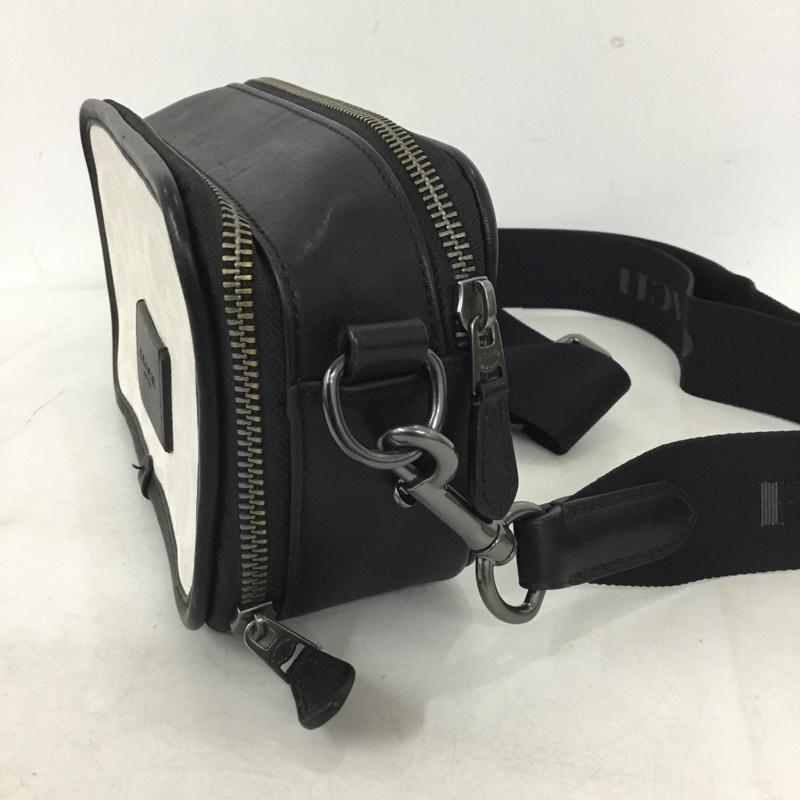 コーチ COACH ショルダーバッグ ショルダーバッグ CW365 ワイアット クロスボディバッグ シグネチャー キャンバス ロゴ、文字 黒 / ブラック / black X オフホワイト / オフホワイト / メンズ USED 古着 中古 10159092