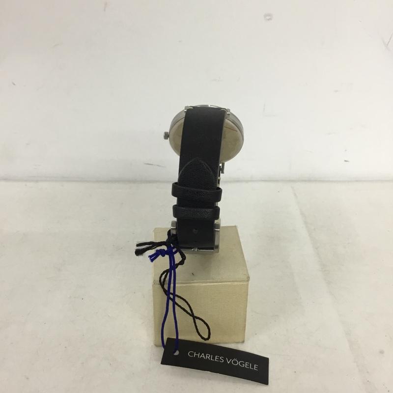 シャルルホーゲル CHARLESVOGELE 腕時計 アナログ（クォーツ式） V0720 レザーベルト ロゴ、文字 黒 / ブラック / black X 銀 / シルバー / silver color メンズ USED 古着 中古 10159095