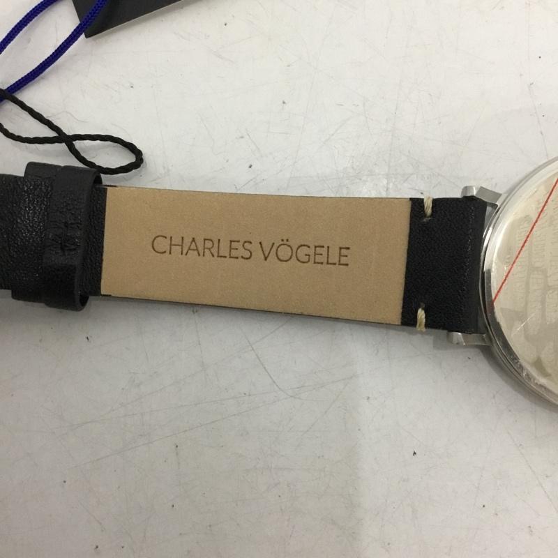 シャルルホーゲル CHARLESVOGELE 腕時計 アナログ（クォーツ式） V0720 レザーベルト ロゴ、文字 黒 / ブラック / black X 銀 / シルバー / silver color メンズ USED 古着 中古 10159095