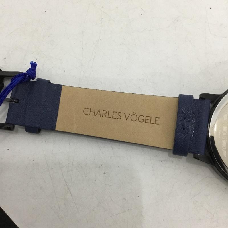 シャルルホーゲル CHARLESVOGELE 腕時計 アナログ（クォーツ式） V0718 レザーベルト カレンダー ロゴ、文字 青 / ブルー / blue メンズ USED 古着 中古 10159096