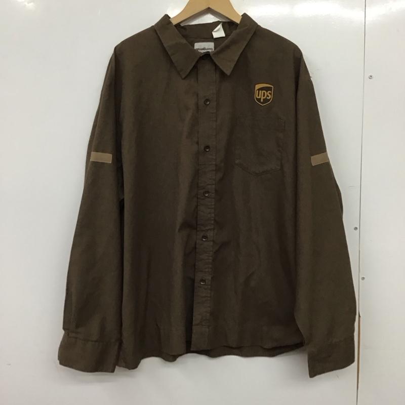 ウェアガード Wear Guard シャツ、ブラウス 長袖 長袖シャツ カジュアルシャツ XXL ロゴ、文字 茶 / ブラウン / brown メンズ USED 古着 中古 10159101