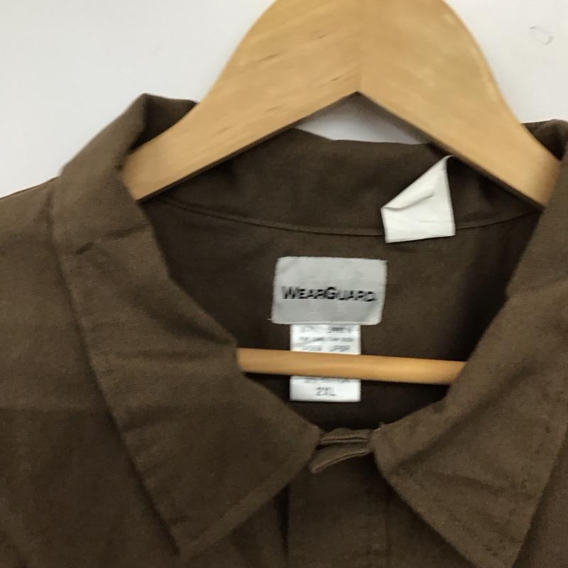 ウェアガード Wear Guard シャツ、ブラウス 長袖 長袖シャツ カジュアルシャツ XXL ロゴ、文字 茶 / ブラウン / brown メンズ USED 古着 中古 10159101
