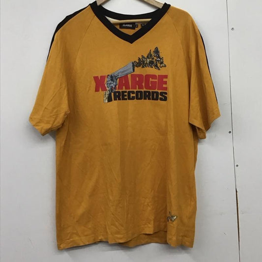 エクストララージ XLARGE Tシャツ 半袖 半袖カットソー Vネックカットソー プリントTシャツ XL ロゴ、文字 橙 / オレンジ / orange メンズ USED 古着 中古 10159107