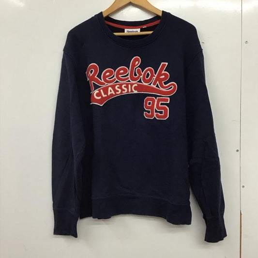 リーボック Reebok トレーナー 長袖 長袖トレーナー スウェット クルーネック プルオーバー 0 ロゴ、文字 紺 / ネイビー / navy メンズ USED 古着 中古 10159123