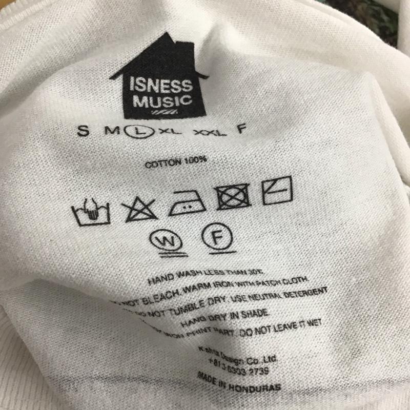 イズネス ミュージック ISNESS MUSIC Tシャツ 半袖 半袖カットソー プリントTシャツ クルーネックカットソー L ロゴ、文字 白 / ホワイト / white メンズ USED 古着 中古 10159131