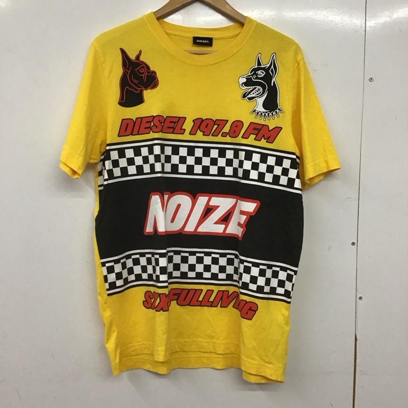 ディーゼル DIESEL Tシャツ 半袖 半袖カットソー プリントTシャツ クルーネックカットソー M プリント 黄 / イエロー / yellow メンズ USED 古着 中古 10159132