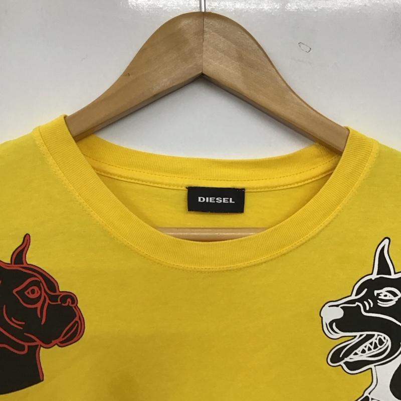 ディーゼル DIESEL Tシャツ 半袖 半袖カットソー プリントTシャツ クルーネックカットソー M プリント 黄 / イエロー / yellow メンズ USED 古着 中古 10159132