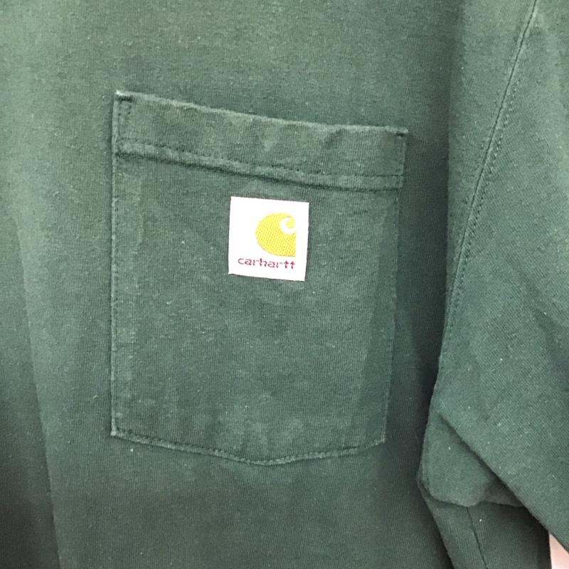 カーハート Carhartt Tシャツ 半袖 半袖カットソー プリントTシャツ クルーネックカットソー M ロゴ、文字 緑 / グリーン / green メンズ USED 古着 中古 10159141
