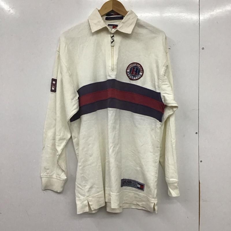 トミーヒルフィガー TOMMY HILFIGER カットソー 長袖 長袖カットソー ジップアップネック L ロゴ、文字 アイボリー / アイボリー / メンズ USED 古着 中古 10159144