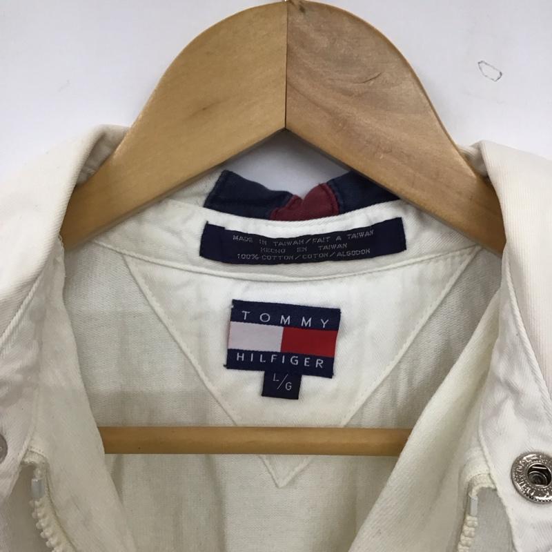 トミーヒルフィガー TOMMY HILFIGER カットソー 長袖 長袖カットソー ジップアップネック L ロゴ、文字 アイボリー / アイボリー / メンズ USED 古着 中古 10159144