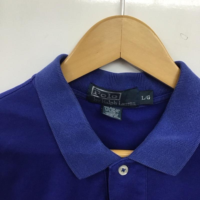 ポロバイラルフローレン Polo by RALPH LAUREN ポロシャツ 半袖 半袖ポロシャツ カラーシャツ 半袖カットソー L ロゴ、文字 青 / ブルー / blue メンズ USED 古着 中古 10159152