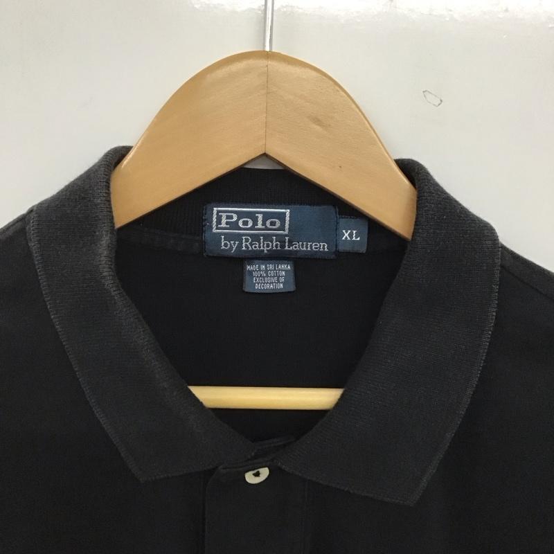 ポロバイラルフローレン Polo by RALPH LAUREN ポロシャツ 半袖 半袖ポロシャツ カラーシャツ 半袖カットソー XL ロゴ、文字 黒 / ブラック / black メンズ USED 古着 中古 10159153