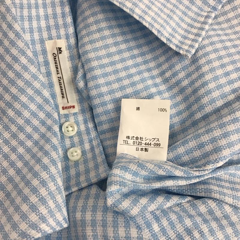 シップス SHIPS シャツ、ブラウス 長袖 長袖シャツ チェックシャツ カラーシャツ ボタンダウンシャツ チェック 白 / ホワイト / white X 水色 / ライトブルー / メンズ USED 古着 中古 10159155